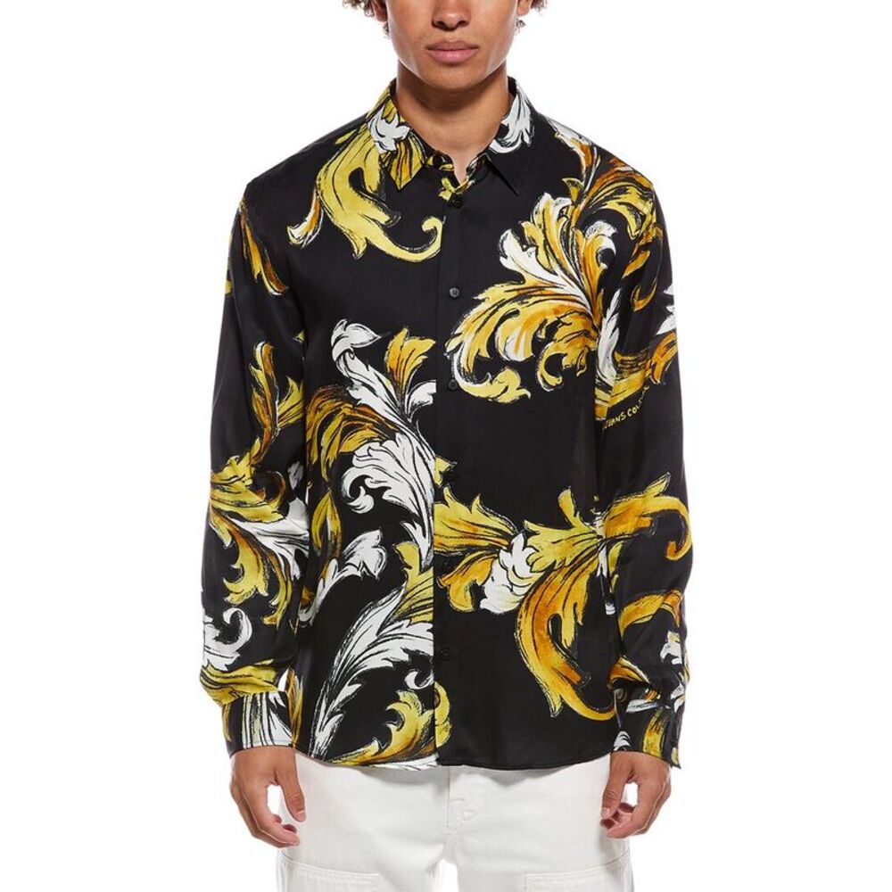 Versace Jeans Couture Mens  Printed Shirt, Black